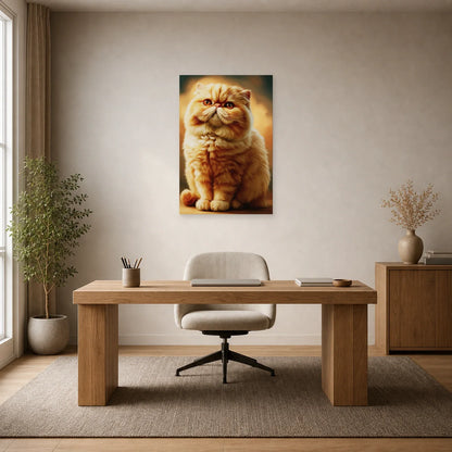Tableau Chat Exotic Shorthair - Douceur Abricot dans un bureau - Art Virtuoso