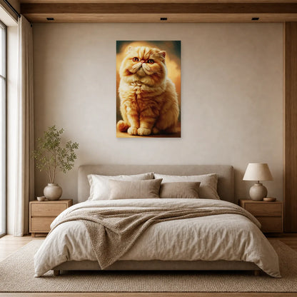 Tableau Chat Exotic Shorthair - Douceur Abricot dans une chambre - Art Virtuoso