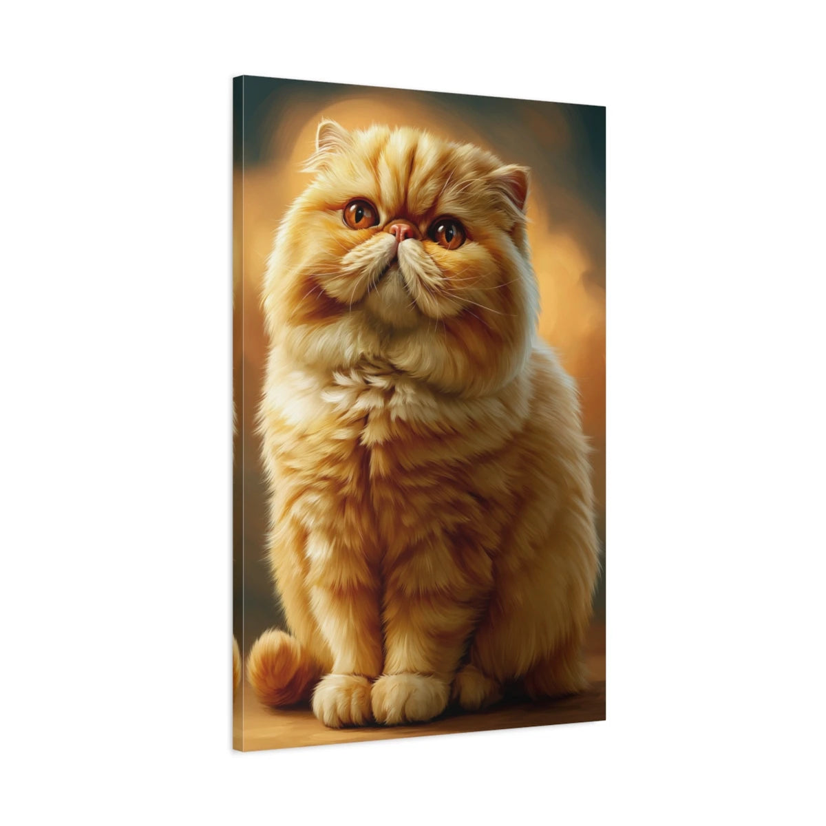 Tableau Chat Exotic Shorthair - Douceur Abricot - toile avec bords imprimés - Art Virtuoso