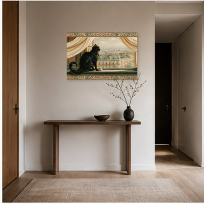 Tableau Chat Fenêtre Paris dans une entrée ou un couloir - Art Virtuoso