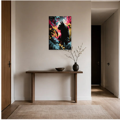 Tableau Chat Floral Découpé Moderne dans une entrée ou un couloir - Art Virtuoso