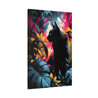 Tableau Chat Floral Découpé Moderne - toile 3D avec bords imprimés - Art Virtuoso