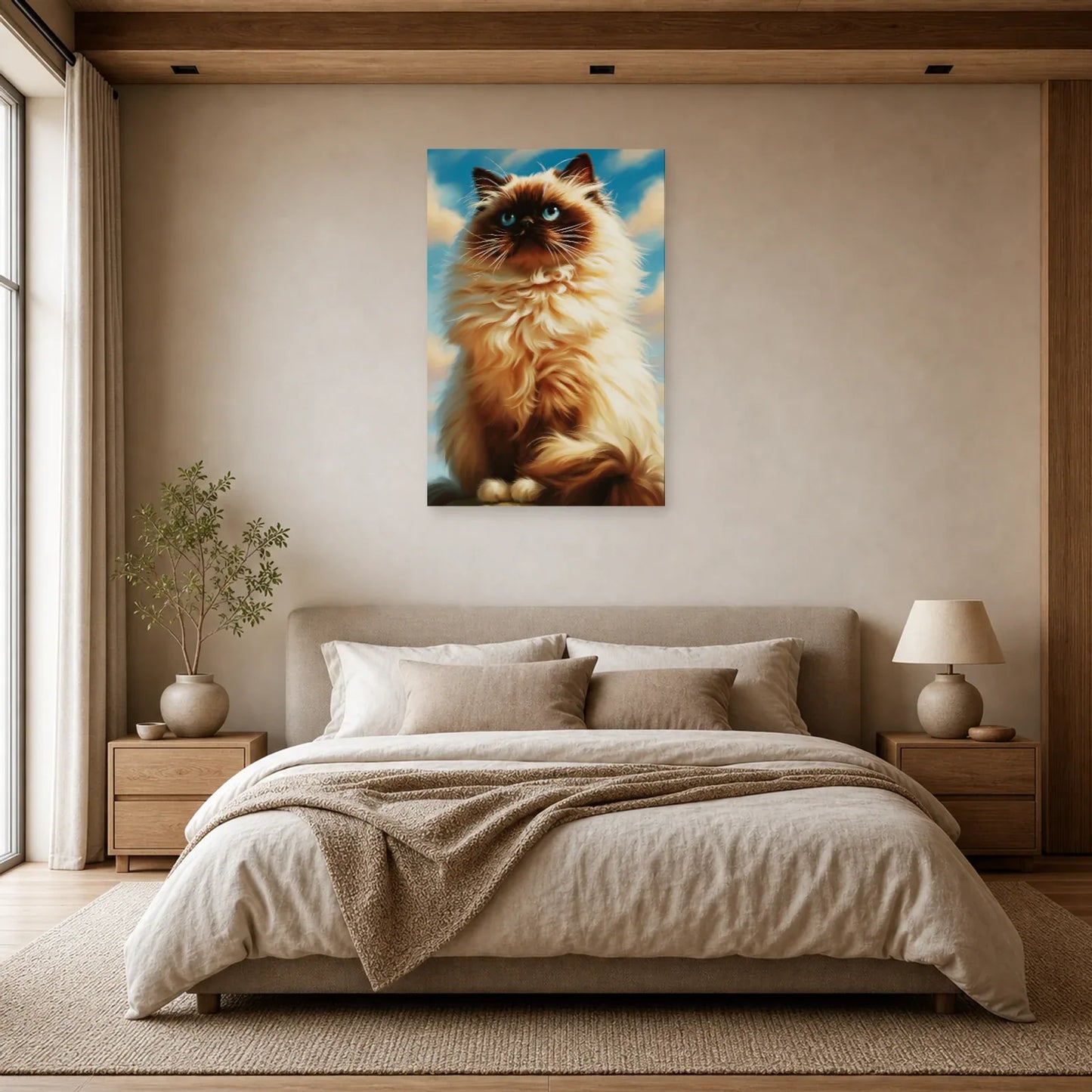 Tableau Chat Himalayen - Neige Chocolat dans une chambre - Art Virtuoso