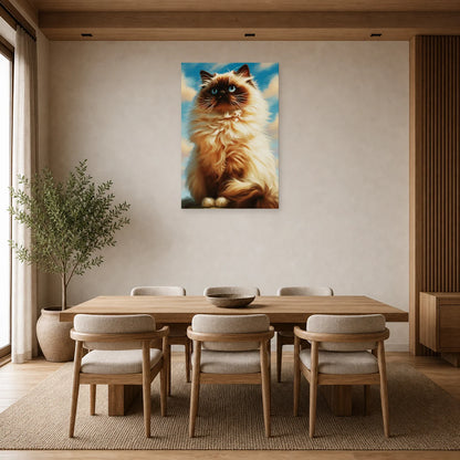 Tableau Chat Himalayen - Neige Chocolat dans une salle à manger - Art Virtuoso