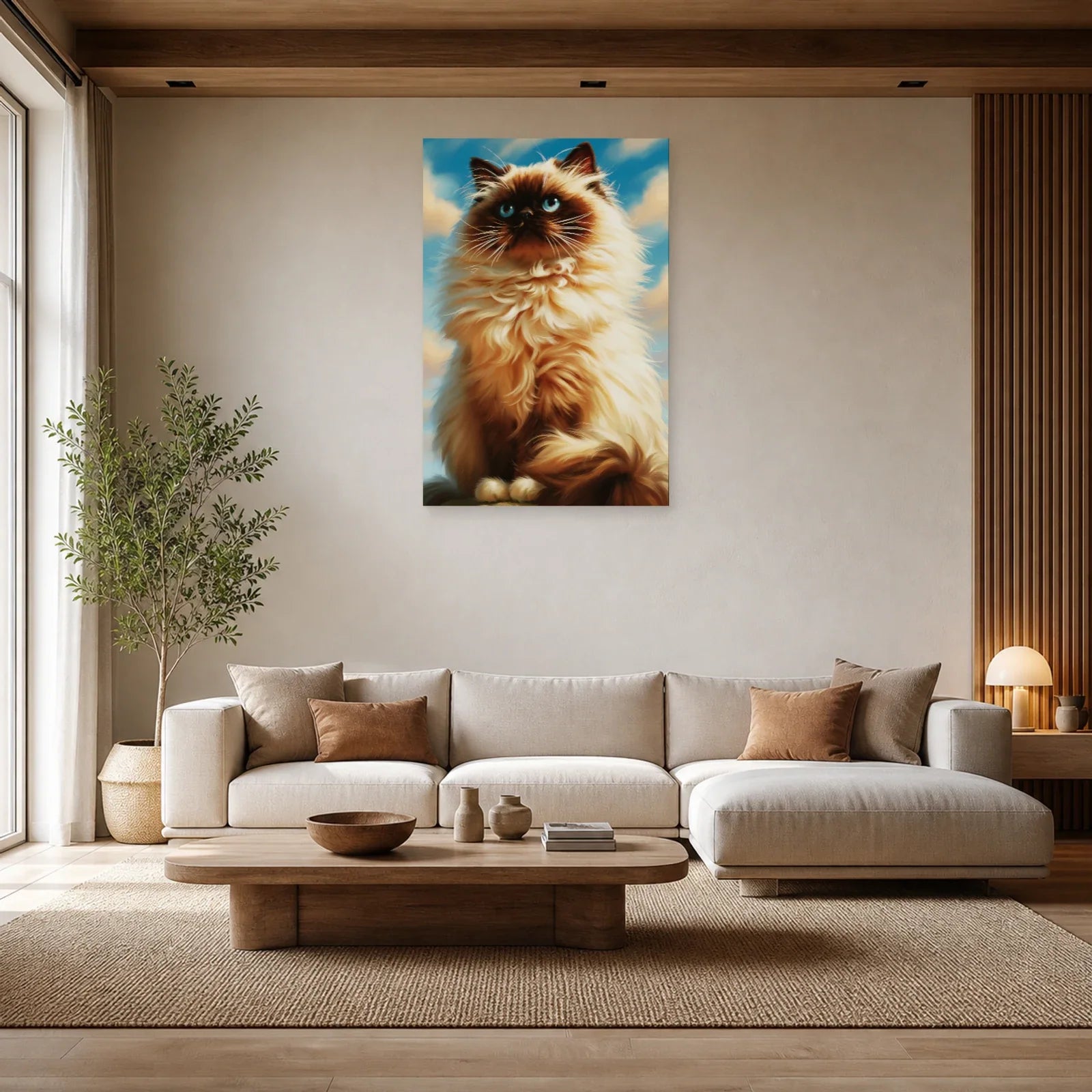 Tableau Chat Himalayen - Neige Chocolat dans un salon - Art Virtuoso