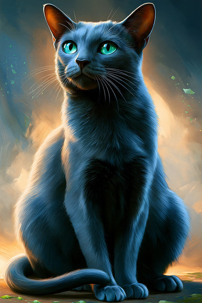 Tableau Chat Korat - Reflet d Argent - format L - Art Virtuoso