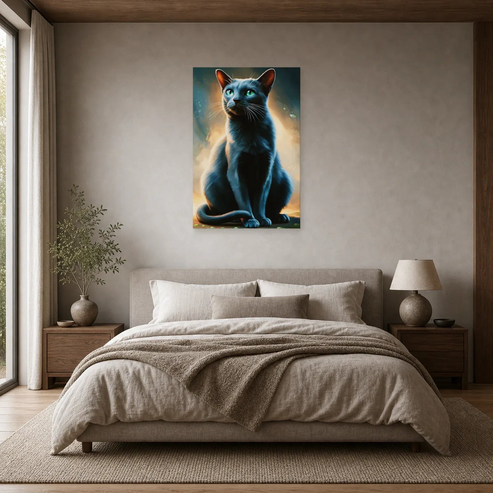 Tableau Chat Korat - Reflet d Argent dans une chambre - Art Virtuoso