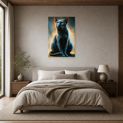 Tableau Chat Korat - Reflet d Argent dans une chambre - Art Virtuoso
