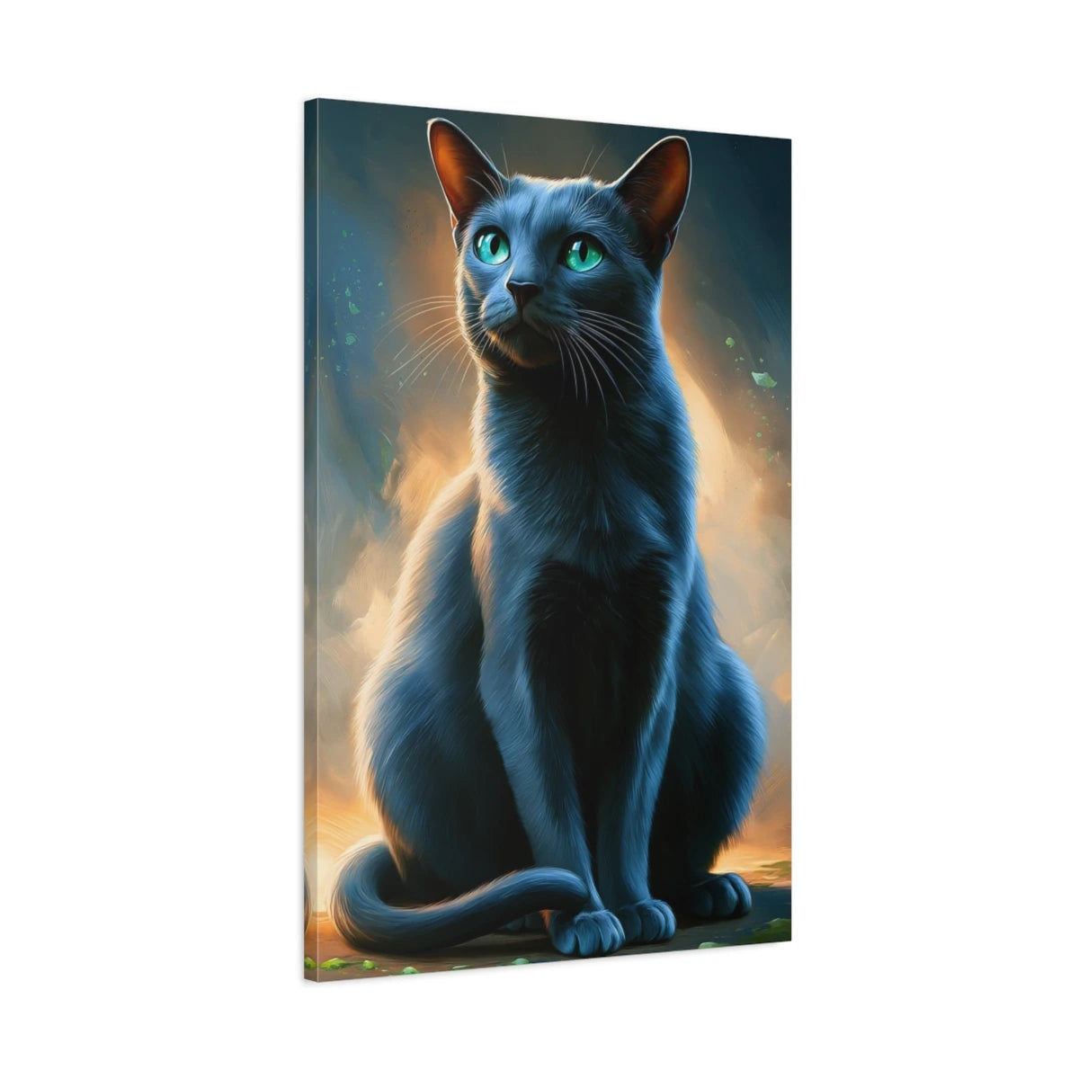 Tableau Chat Korat - Reflet d Argent - toile avec bords imprimés - Art Virtuoso