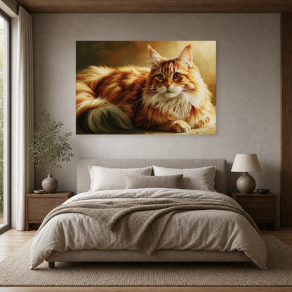 Tableau Chat Maine Coon - Roi des Brumes dans une chambre - Art Virtuoso
