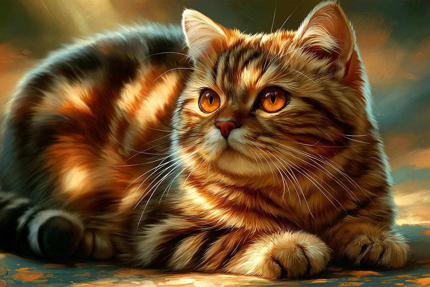 Tableau Chat Manx - Rondeur Sauvage - format L - Art Virtuoso