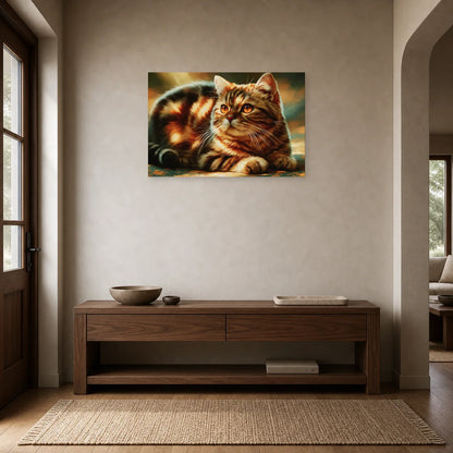 Tableau Chat Manx - Rondeur Sauvage dans une entrée ou un couloir - Art Virtuoso