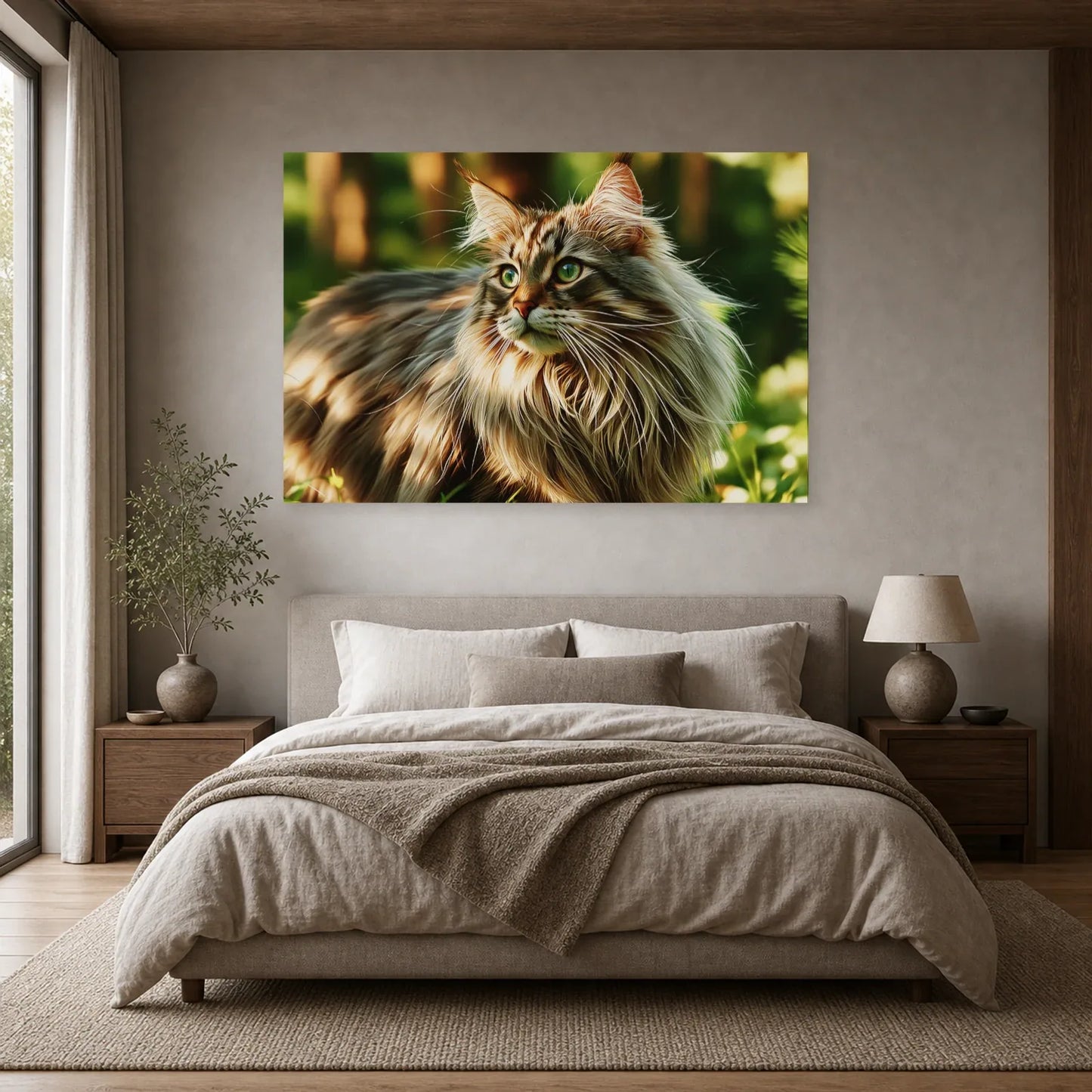Tableau Chat Norvégien - Forêt d'Hiver dans une chambre - Art Virtuoso