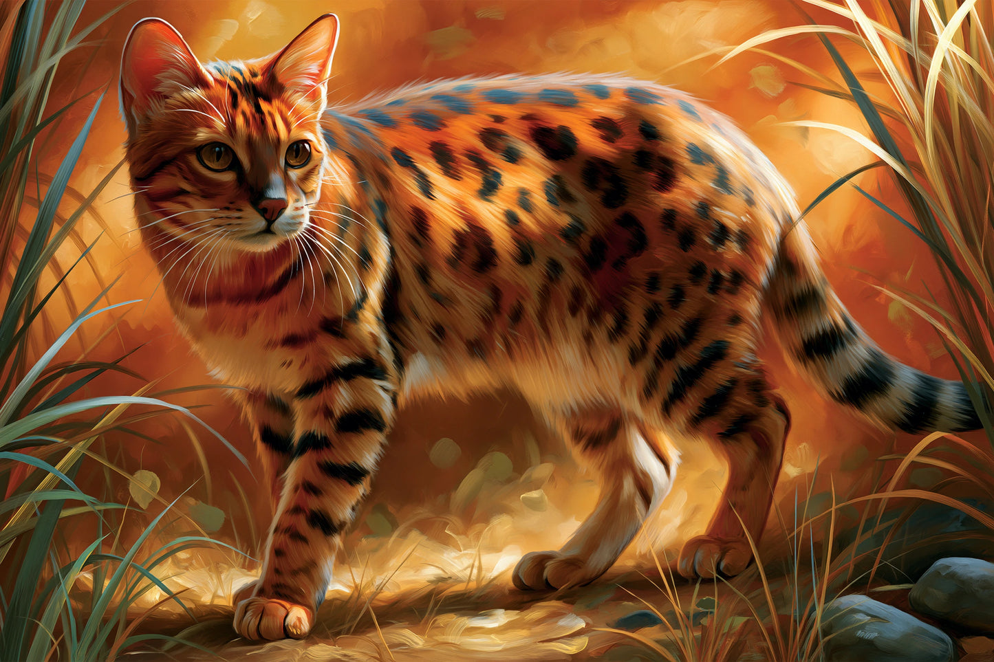 Tableau Chat Ocicat - Taches de Cannelle - format L - Art Virtuoso