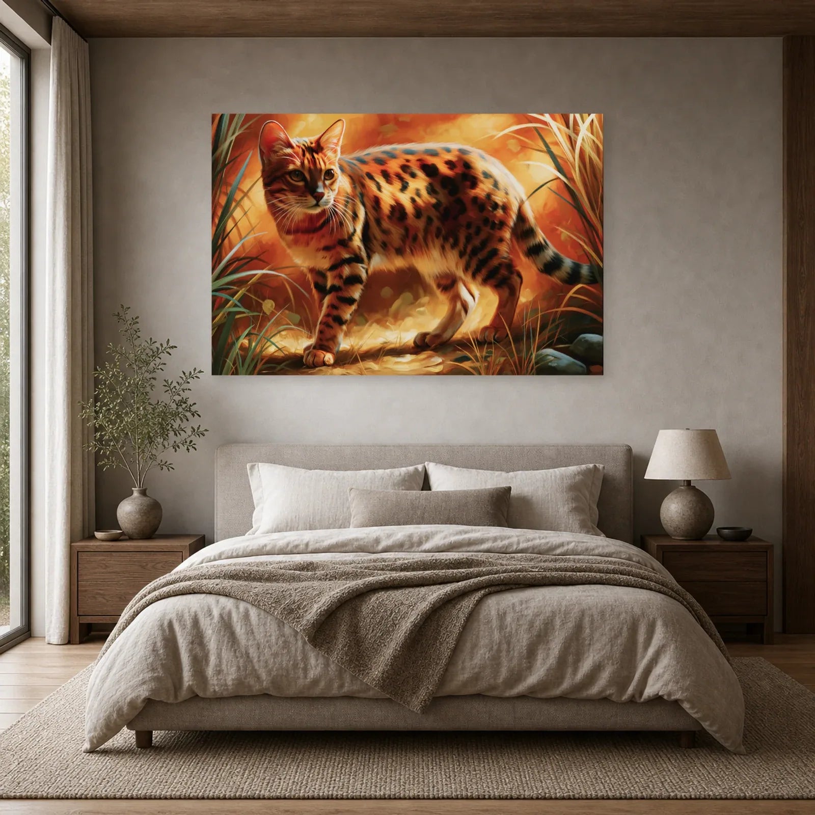 Tableau Chat Ocicat - Taches de Cannelle dans une chambre - Art Virtuoso