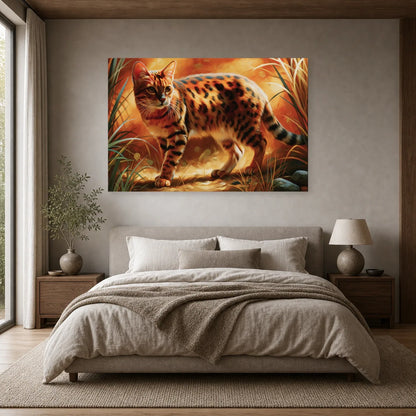 Tableau Chat Ocicat - Taches de Cannelle dans une chambre - Art Virtuoso