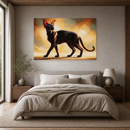 Tableau Chat Oriental Shorthair - Ligne Noire dans une chambre - Art Virtuoso