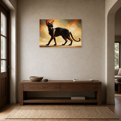Tableau Chat Oriental Shorthair - Ligne Noire dans une entrée ou un couloir - Art Virtuoso
