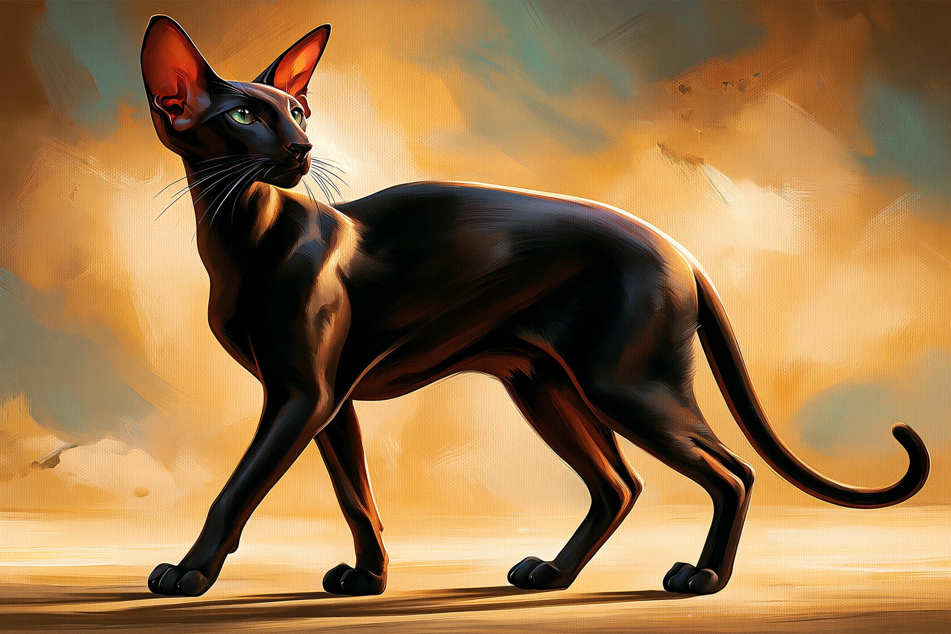 Tableau Chat Oriental Shorthair - Ligne Noire - format S - Art Virtuoso