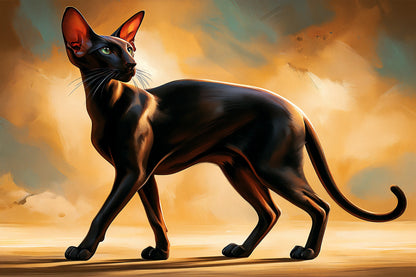 Tableau Chat Oriental Shorthair - Ligne Noire - format S - Art Virtuoso