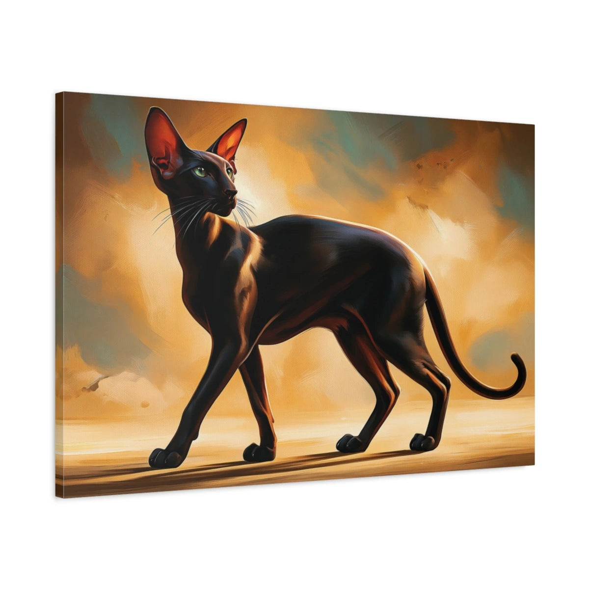 Tableau Chat Oriental Shorthair - Ligne Noire - toile avec bords imprimés - Art Virtuoso