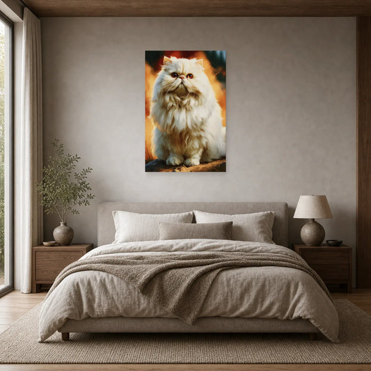 Tableau Chat Persan Crème - Nuage Dore dans une chambre - Art Virtuoso