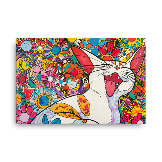 tableau chat pop art superflat 24″×36″