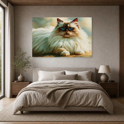 Tableau Chat Ragdoll Bleu - Calme Perle dans une chambre - Art Virtuoso