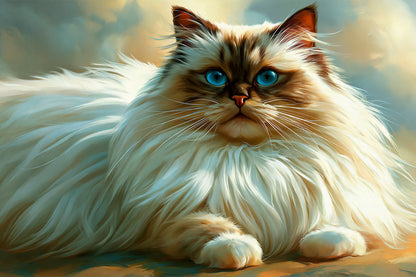 Tableau Chat Ragdoll Bleu - Calme Perle - format S - Art Virtuoso