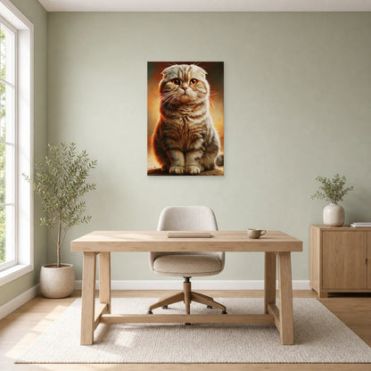 Tableau Chat Scottish Fold - Regard Rond dans un bureau - Art Virtuoso