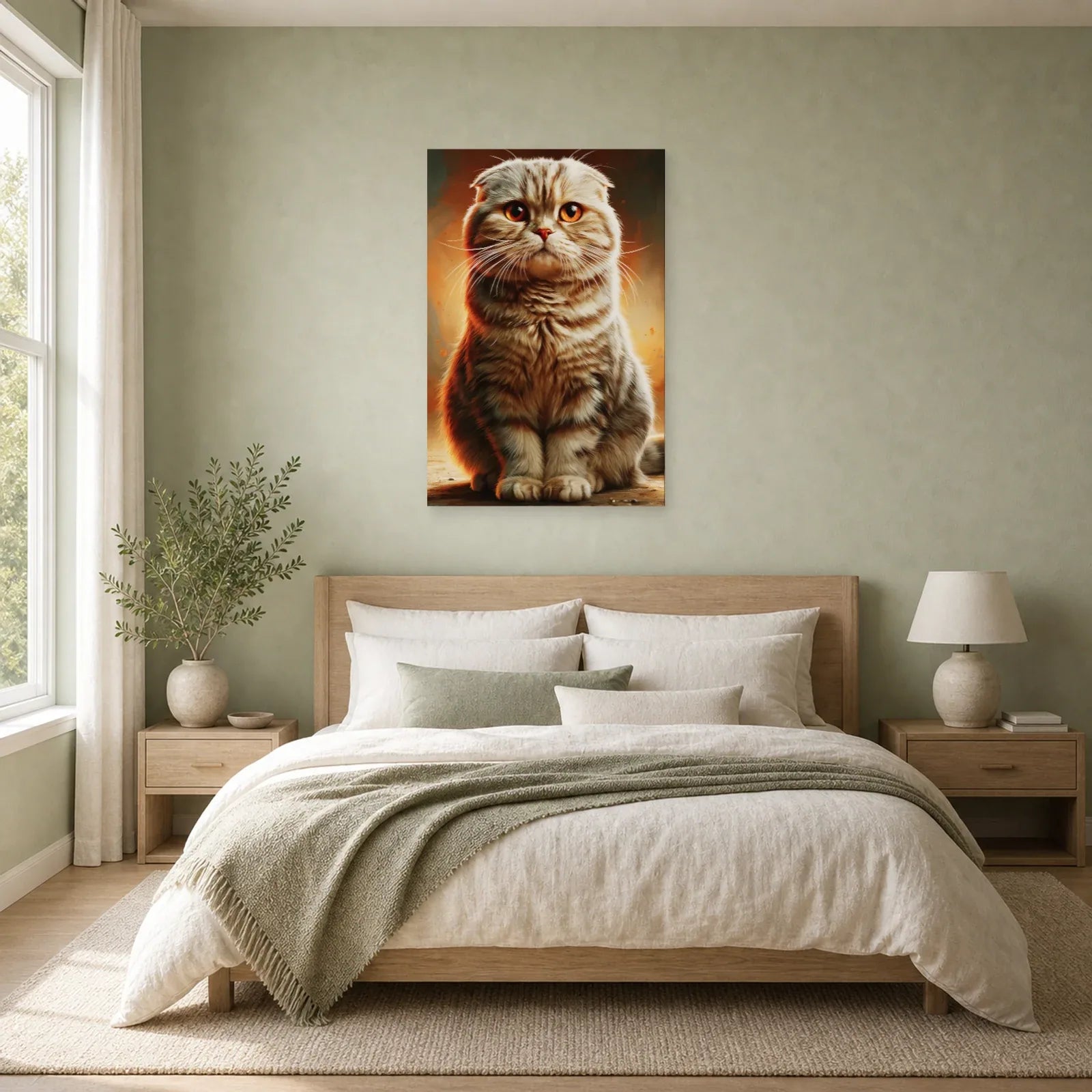 Tableau Chat Scottish Fold - Regard Rond dans une chambre - Art Virtuoso
