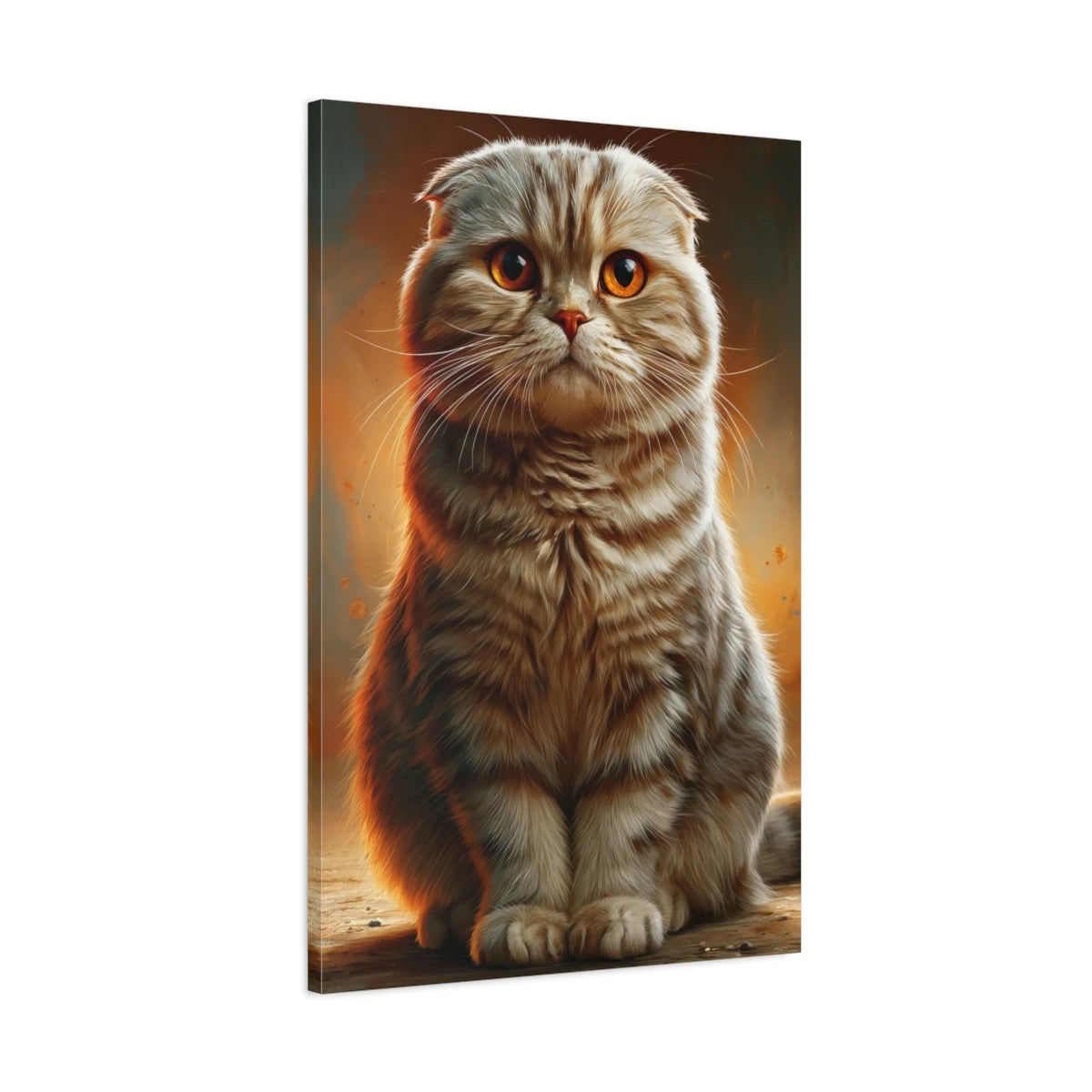 Tableau Chat Scottish Fold - Regard Rond - toile avec bords imprimés - Art Virtuoso