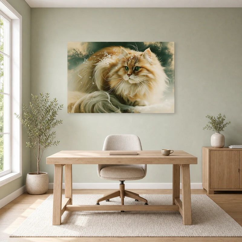 Tableau Chat Sibérien - Hiver Solaire sur toile