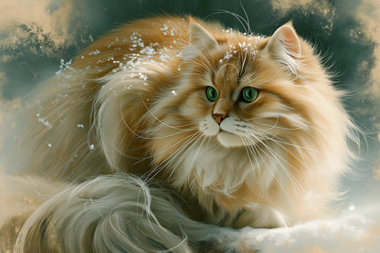 Tableau Chat Sibérien - Hiver Solaire - format S - Art Virtuoso