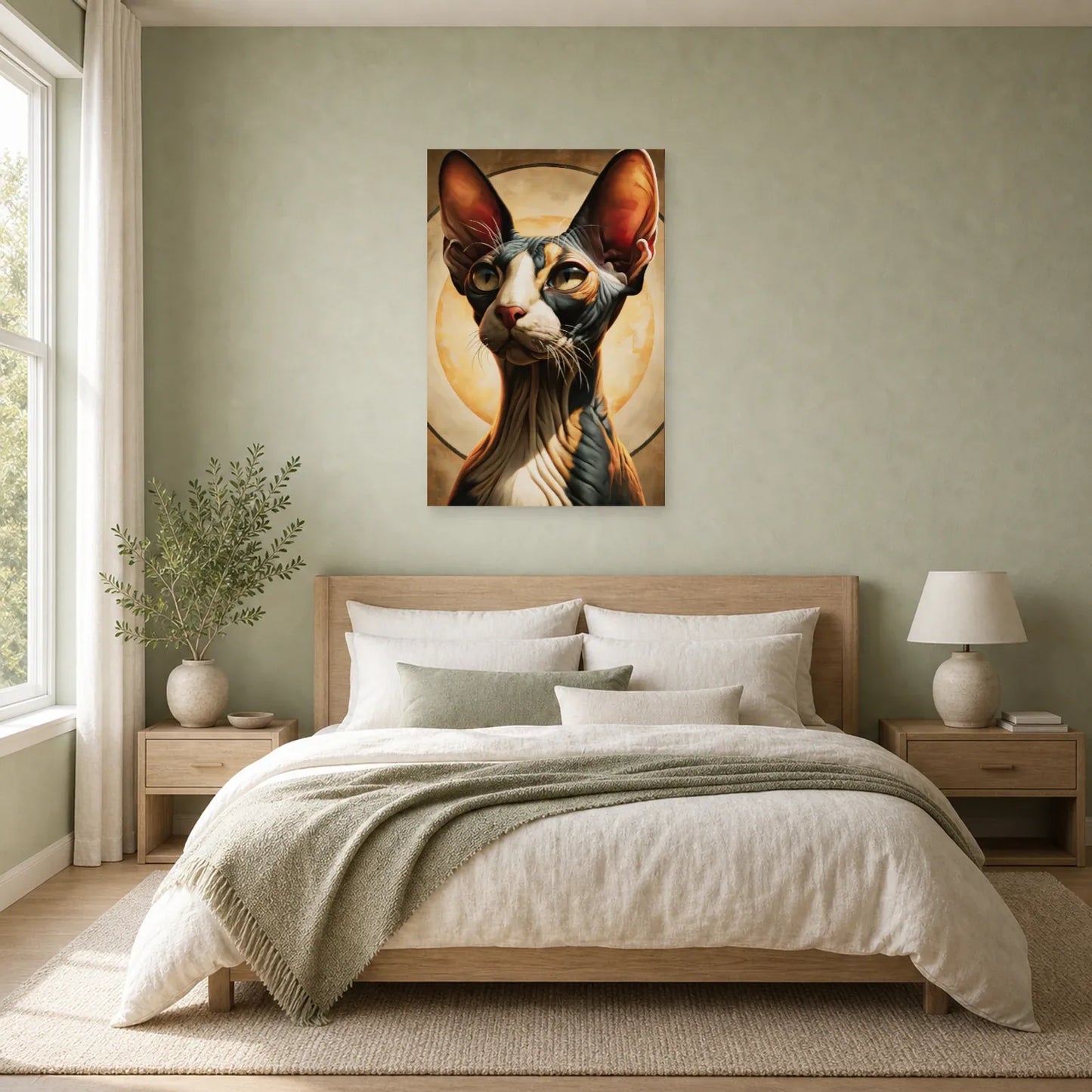 Tableau Chat Sphynx - Icône Sable dans une chambre - Art Virtuoso