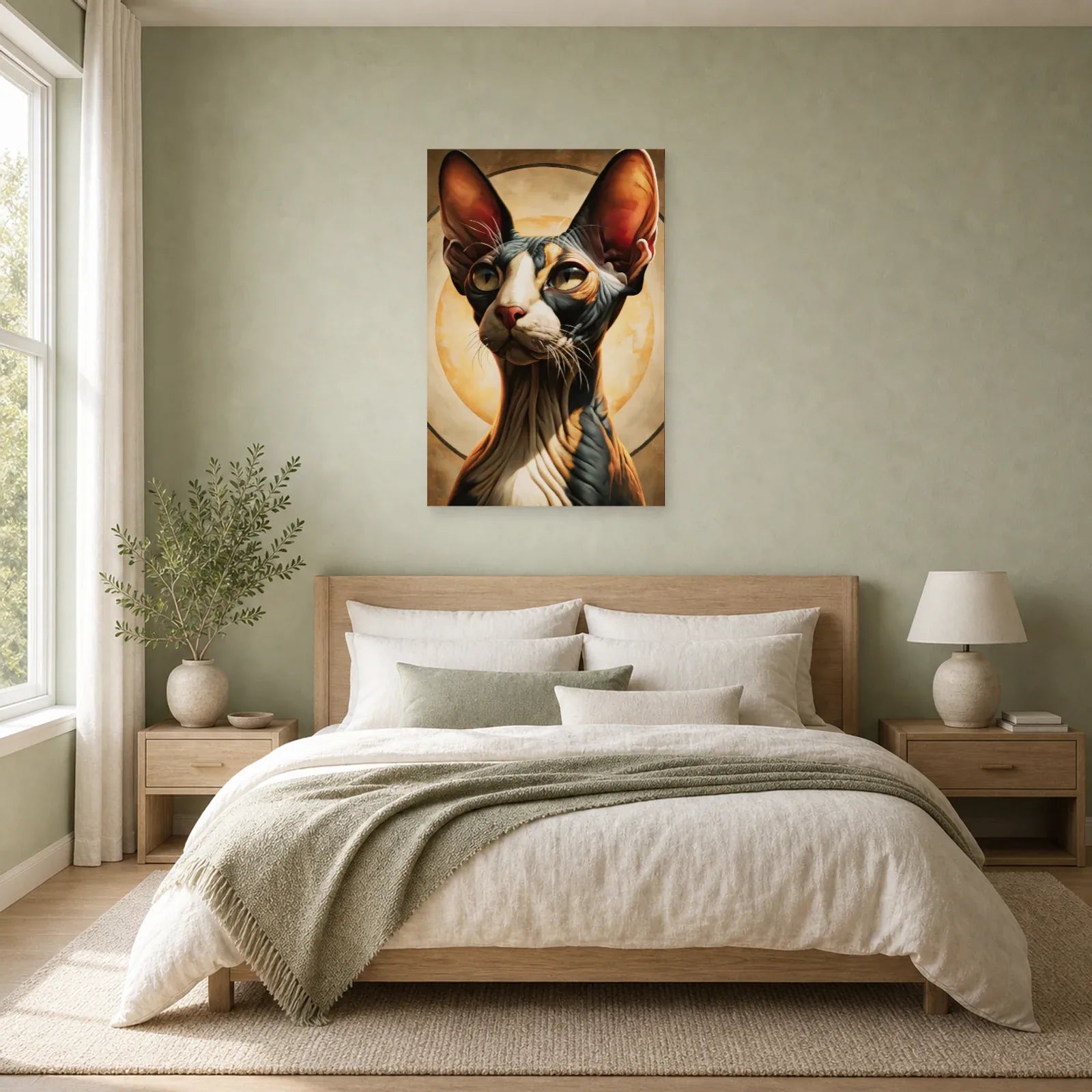 Tableau Chat Sphynx - Icône Sable dans une chambre - Art Virtuoso