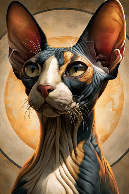 Tableau Chat Sphynx - Icône Sable - format XL - Art Virtuoso