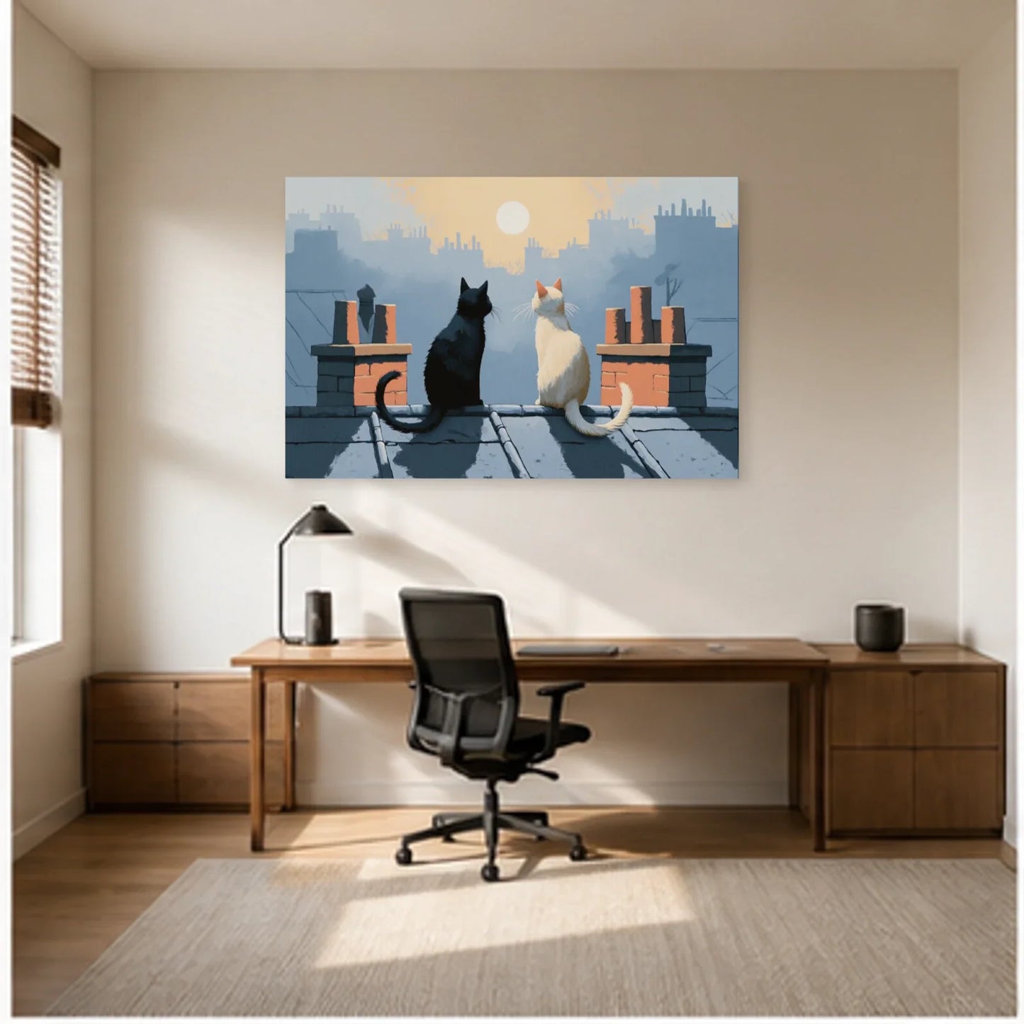 Tableau Chats Parisiens dans un bureau - Art Virtuoso