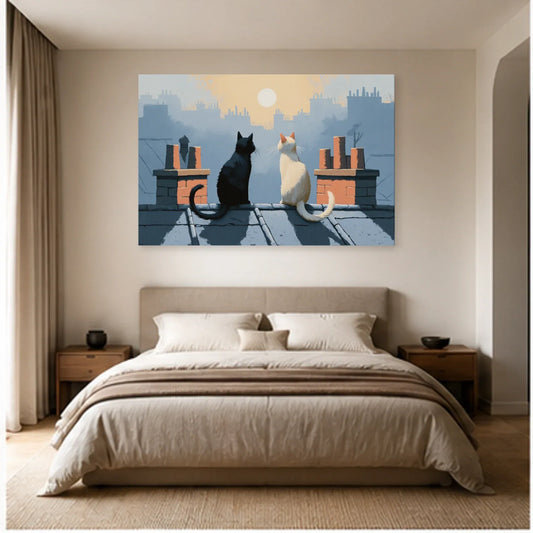 Tableau Chats Parisiens dans une chambre - Art Virtuoso
