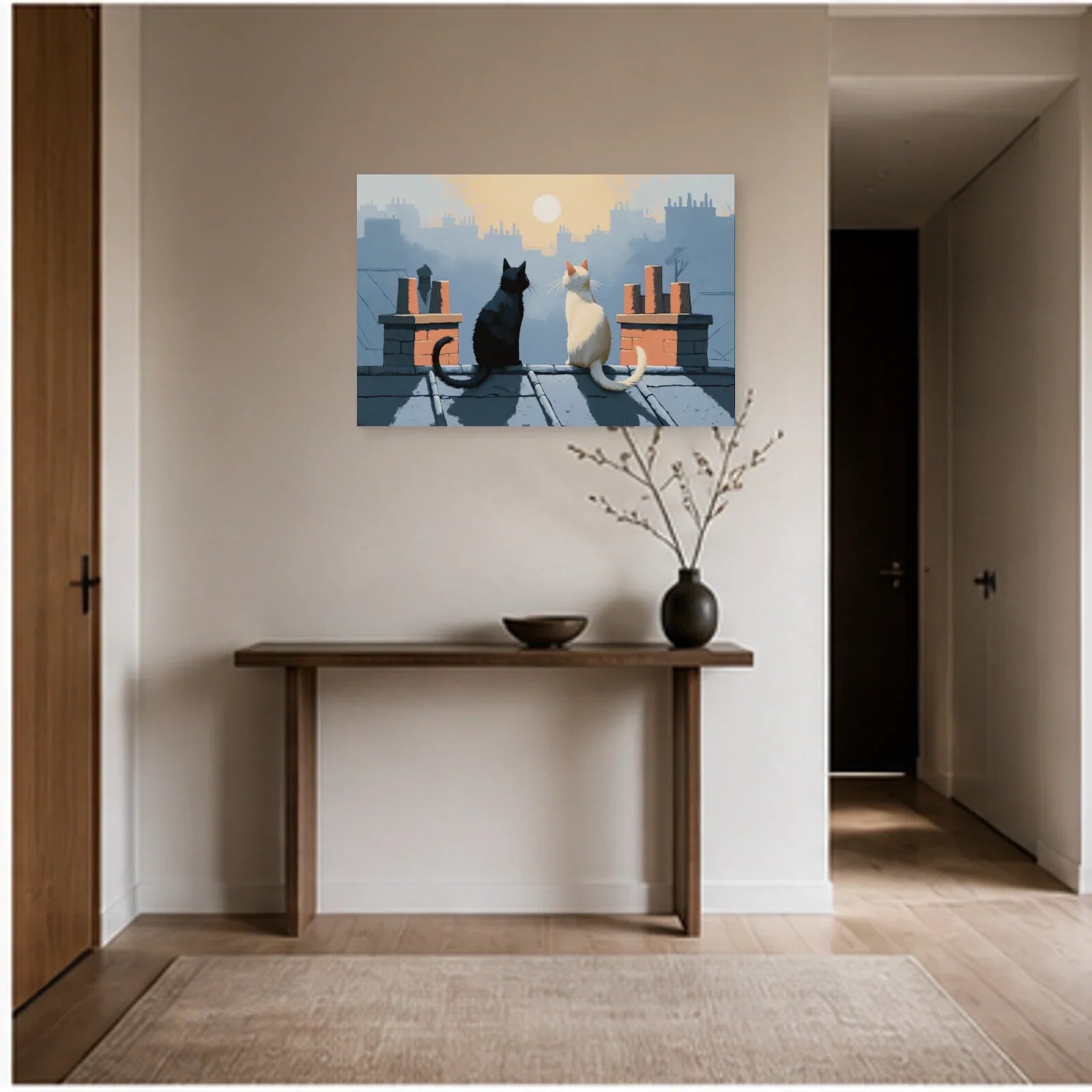 Tableau Chats Parisiens dans une entrée ou un couloir - Art Virtuoso