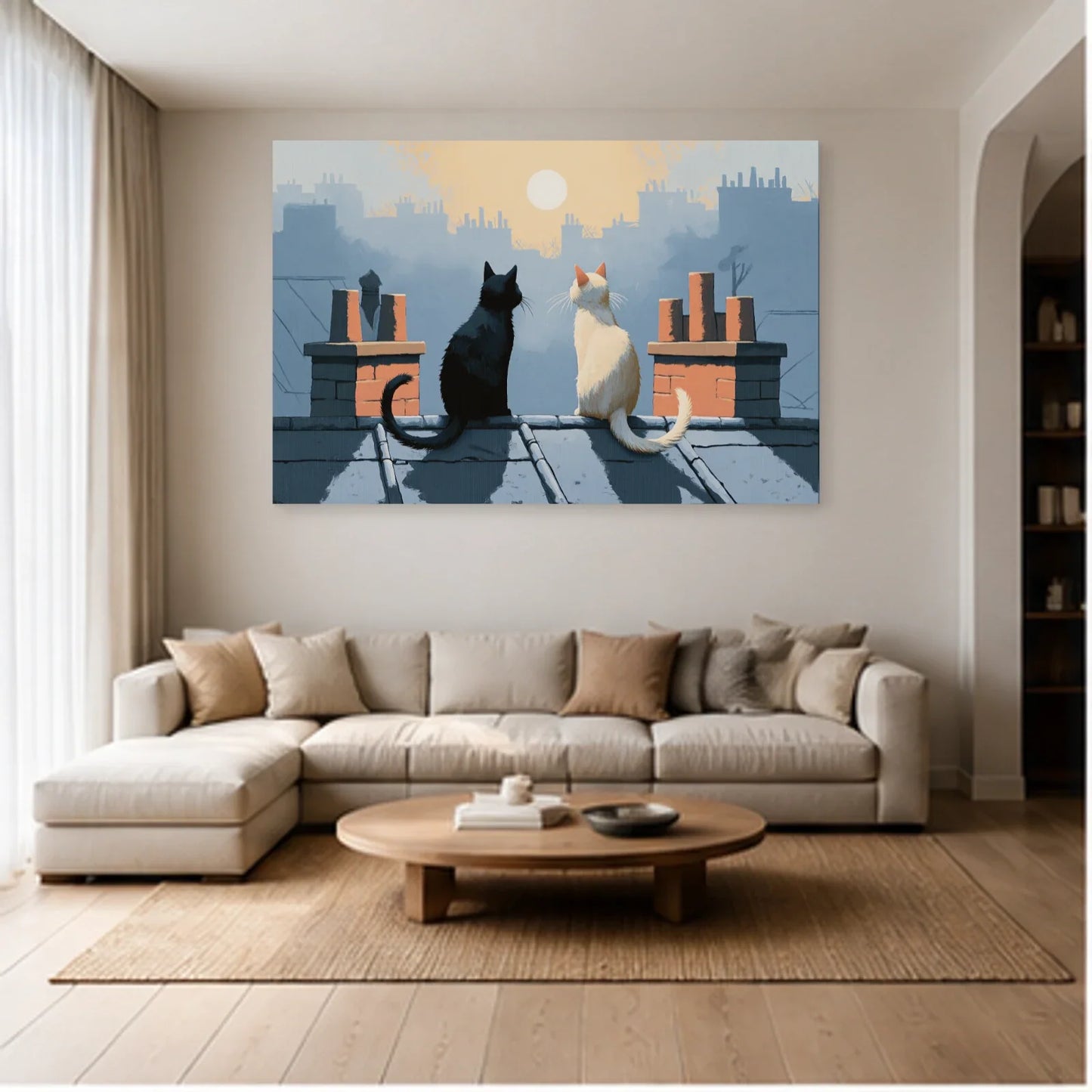 Tableau Chats Parisiens dans un salon - Art Virtuoso