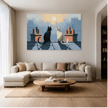 Tableau Chats Parisiens dans un salon - Art Virtuoso