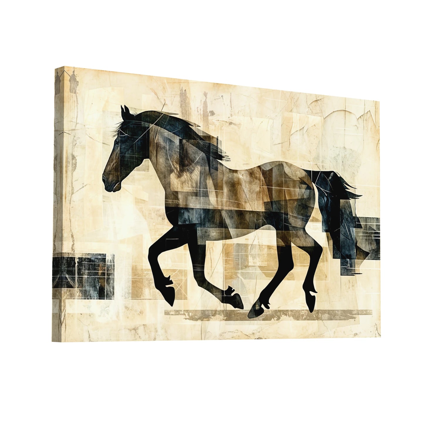 Product Hero 3D WebP Tableau Cheval Abstrait - Élan de Liberté - Art Virtuoso