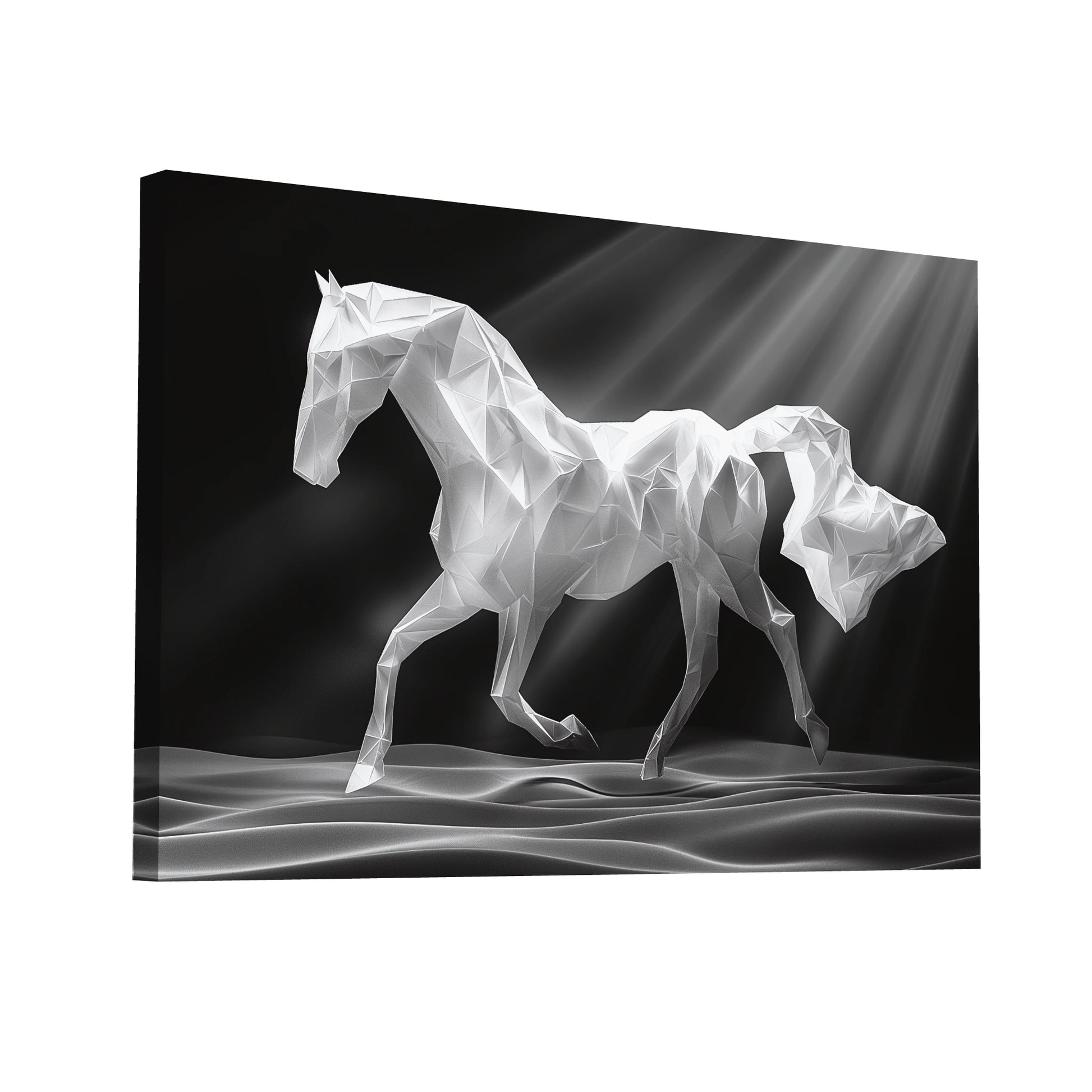 Product Hero 3D WebP Tableau Cheval Design Géométrique - Élégance Cristalline - Art Virtuoso
