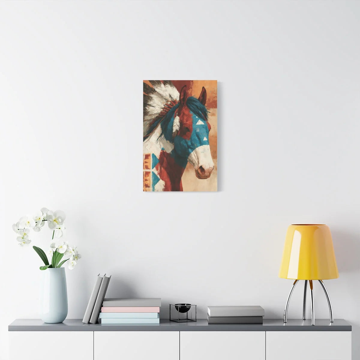 Tableau Plains Indians au-dessus d'un buffet patiné