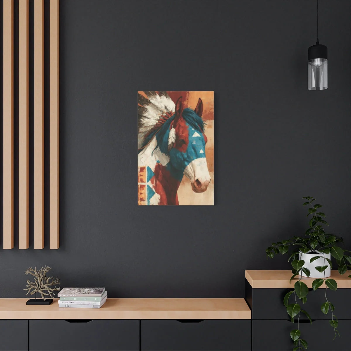 Format vertical - cheval amérindien paré