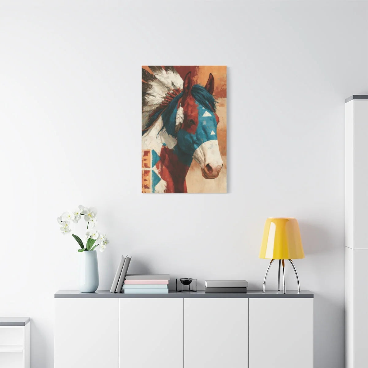 Finition mate sur châssis bois - toile amérindienne