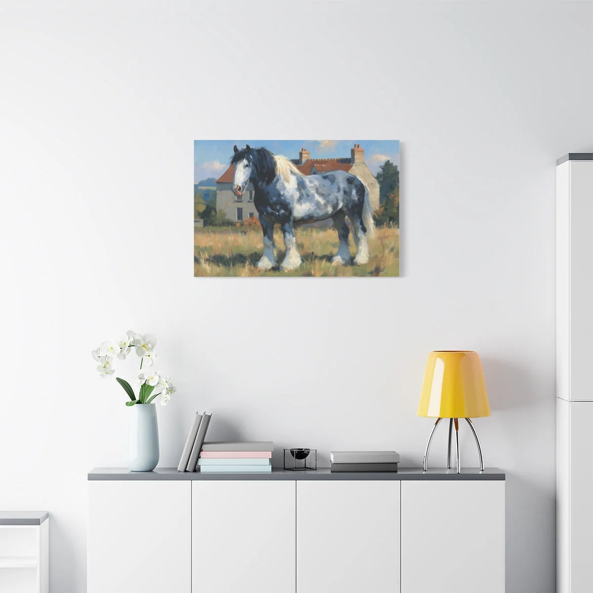 Finition mate sur châssis bois - toile Percheron