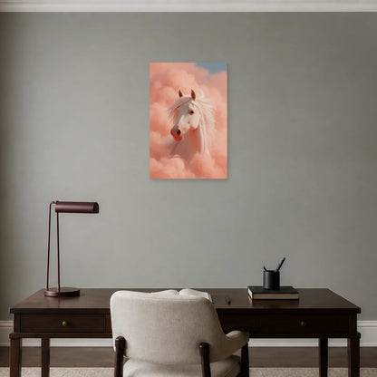 Tableau Cheval Univers Rose présenté dans un bureau - Art Virtuoso