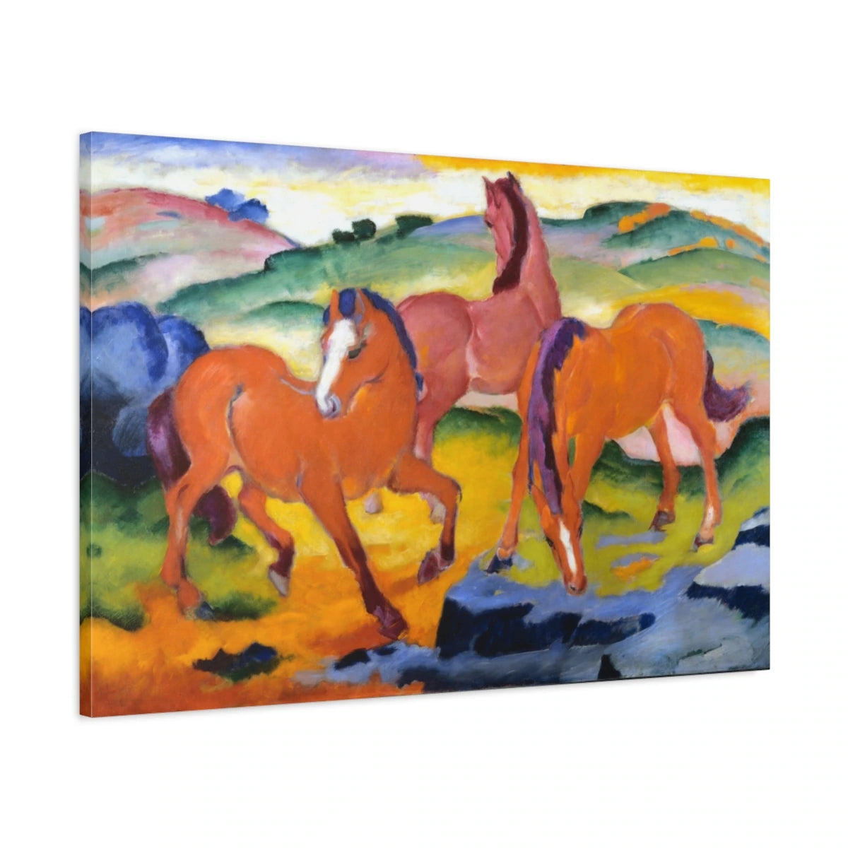 Tableau Chevaux rouges – Franz Marc - toile 3D avec bords imprimés - Art Virtuoso